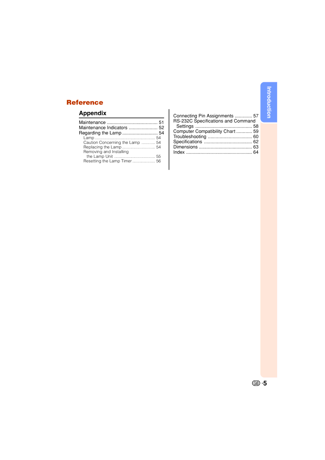 Sharp XV-Z3000 operation manual Reference, Maintenance Maintenance Indicators Regarding the Lamp 