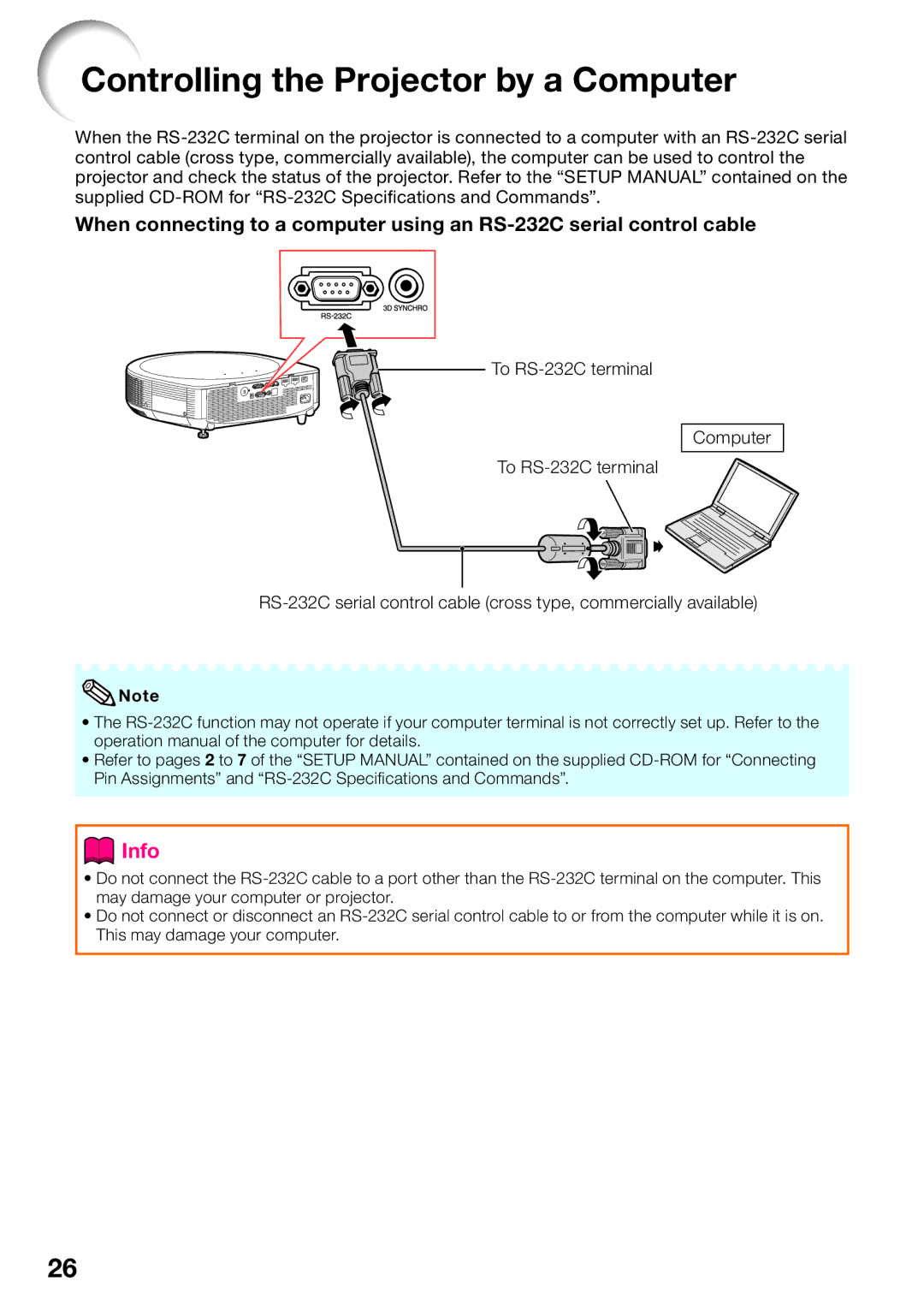 Sharp XV-Z30000 appendix Controlling the Projector by a Computer 