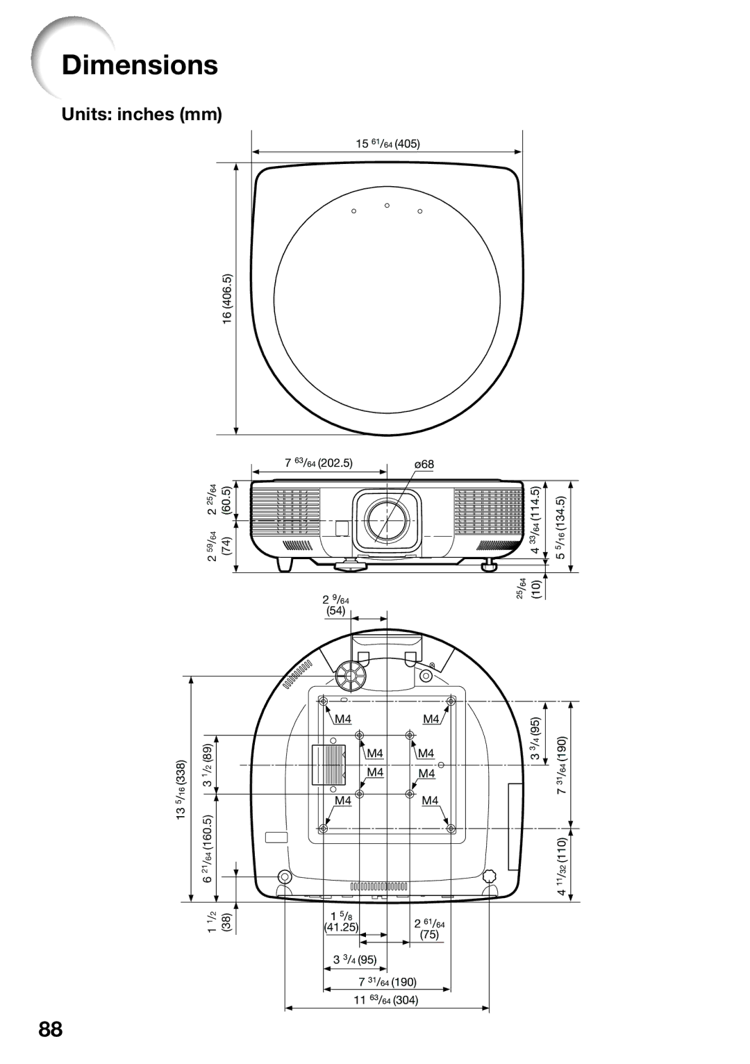 Sharp XV-Z30000 appendix Dimensions 