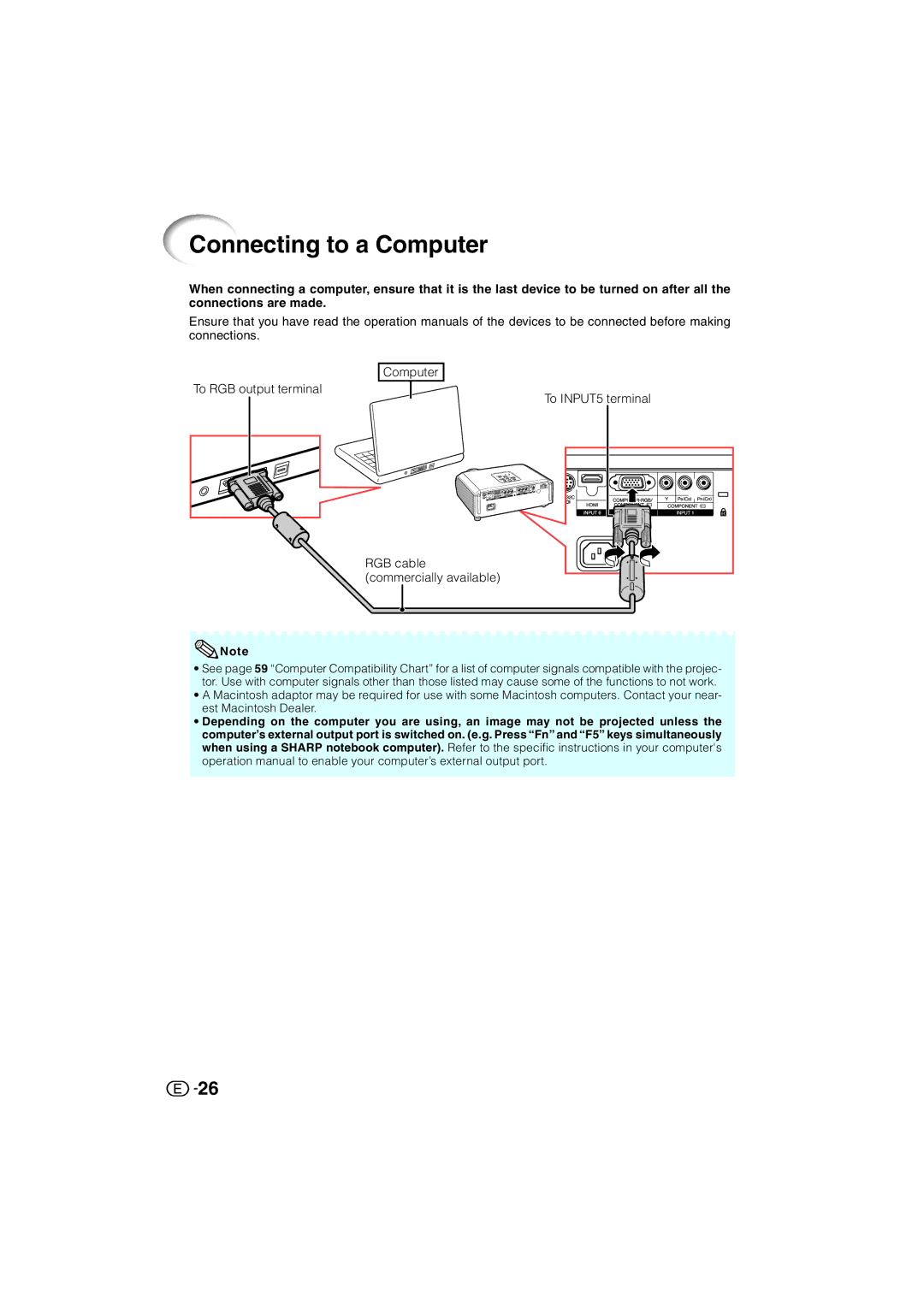 Sharp XV-Z3000U operation manual Connecting to a Computer, Computer To RGB output terminal 