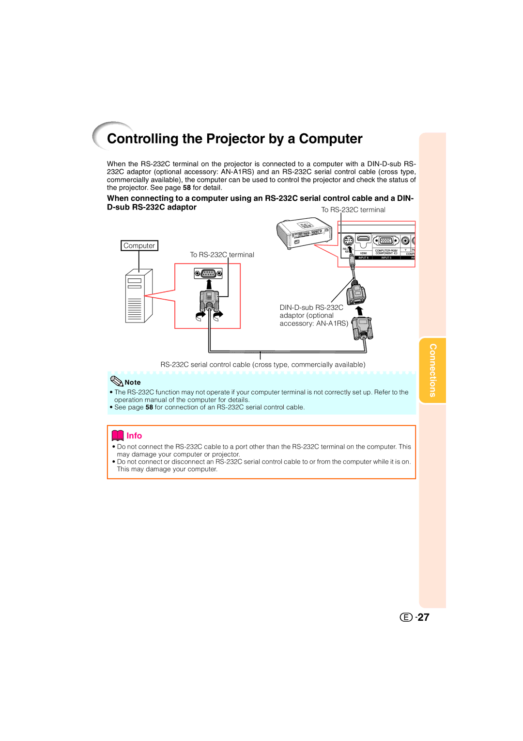 Sharp XV-Z3000U operation manual Controlling the Projector by a Computer 