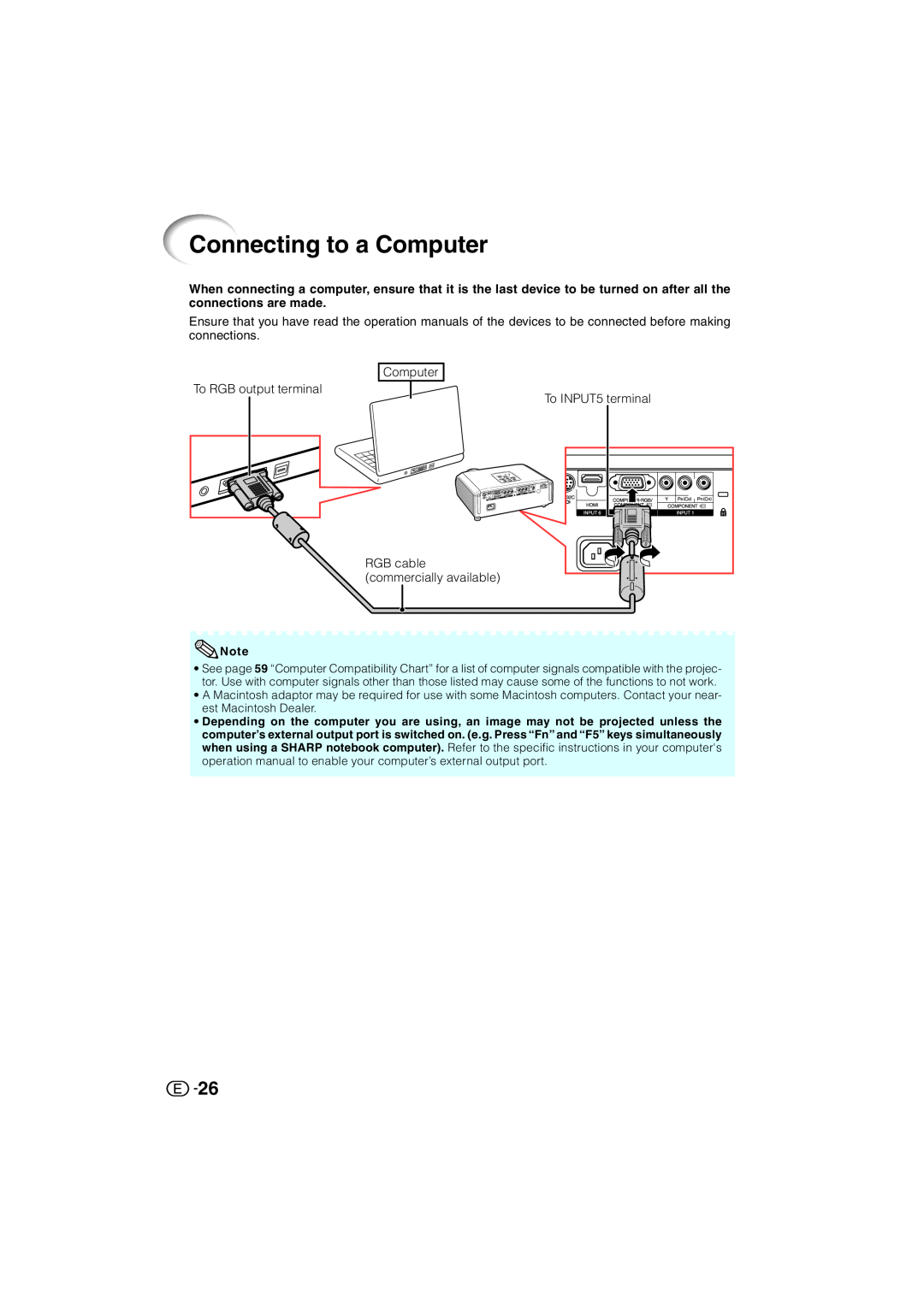 Sharp XV-Z3000U operation manual Connecting to a Computer, accessory 