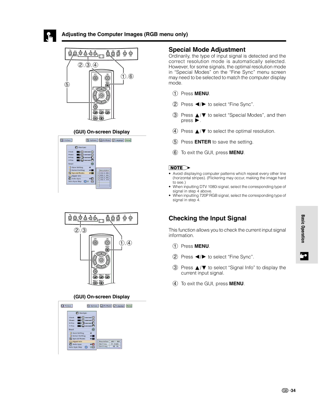 Sharp XV-Z9000E manual Special Mode Adjustment, Checking the Input Signal 