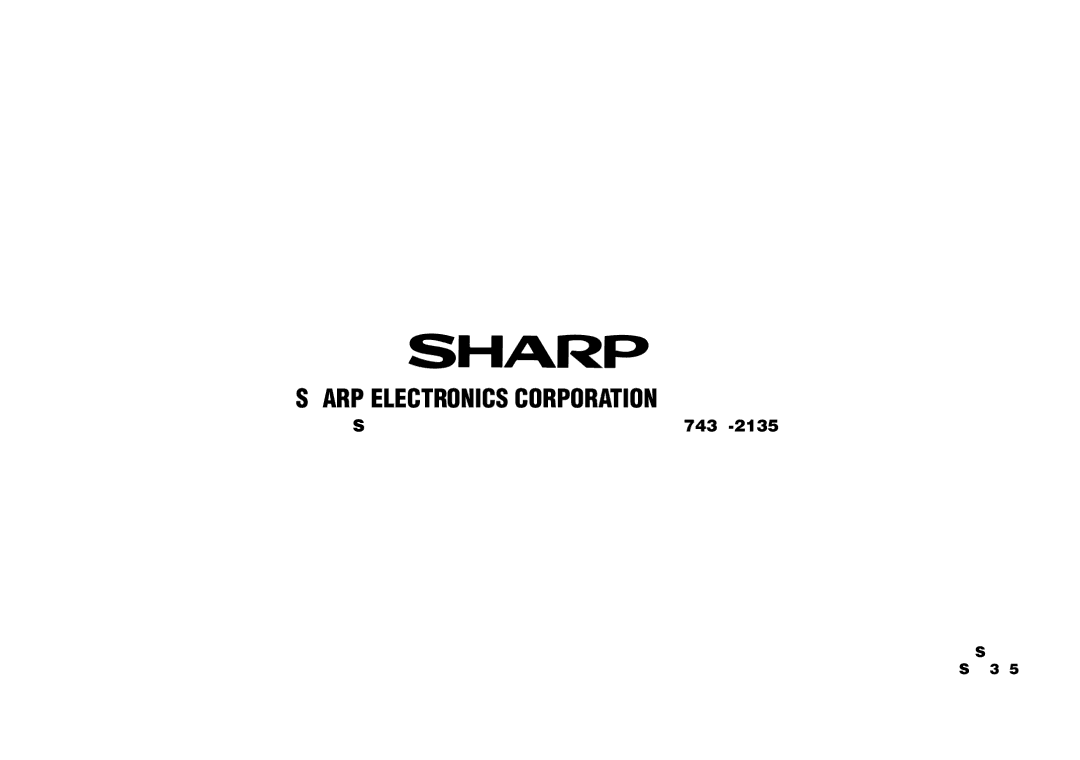 Sharp YO-190 operation manual Sharp Electronics Corporation 