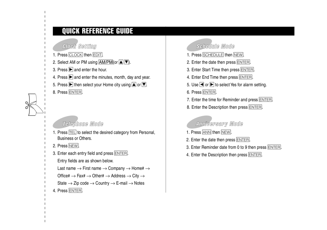 Sharp YO-270 operation manual Quick Reference Guide 