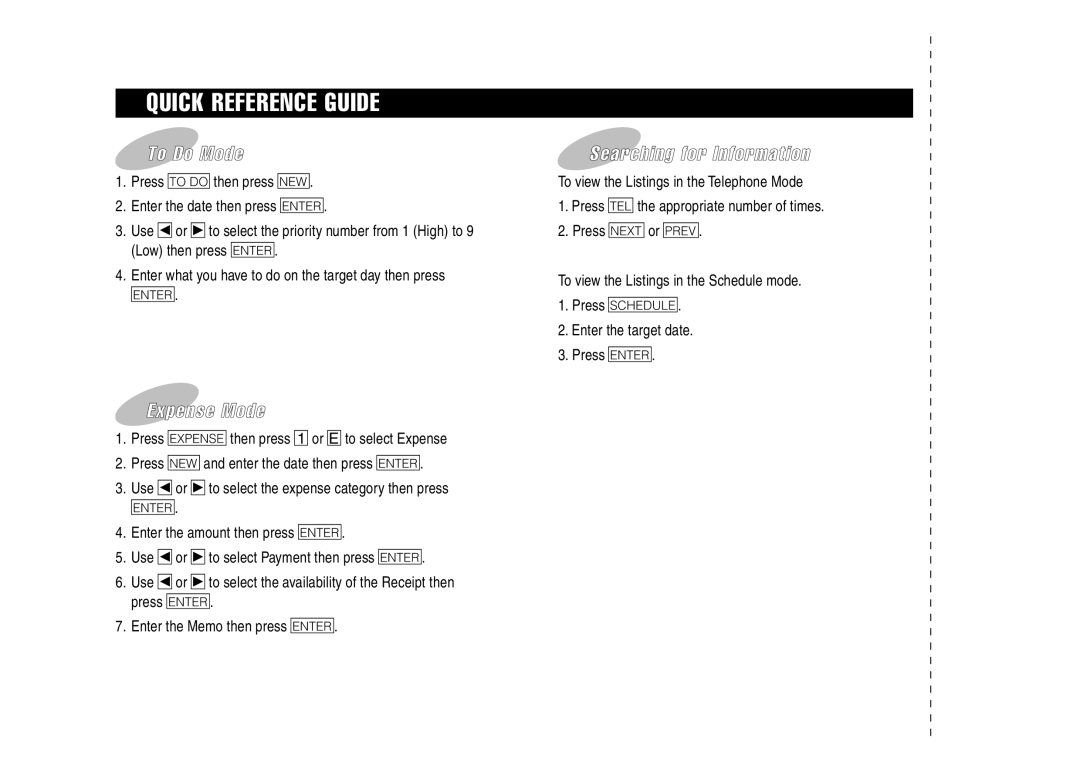 Sharp YO-270 operation manual To Do Mode 