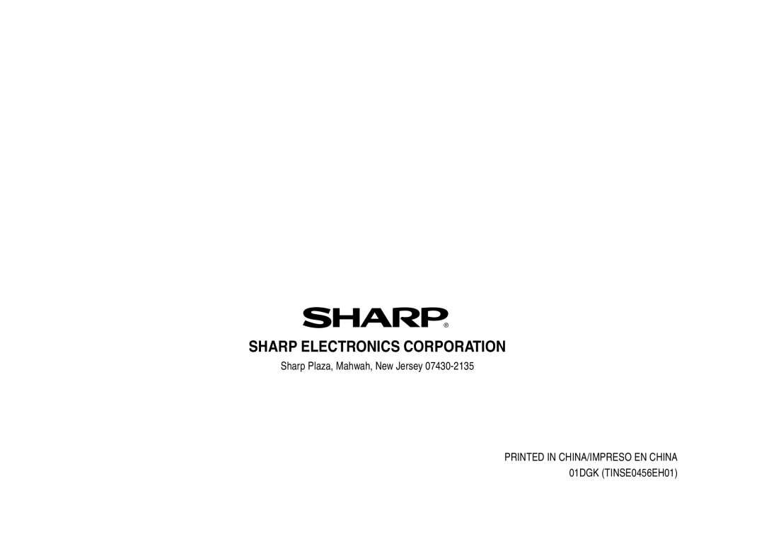 Sharp YO-270 operation manual Sharp Electronics Corporation 