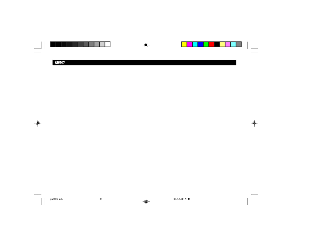 Sharp YO-290 operation manual Memo 