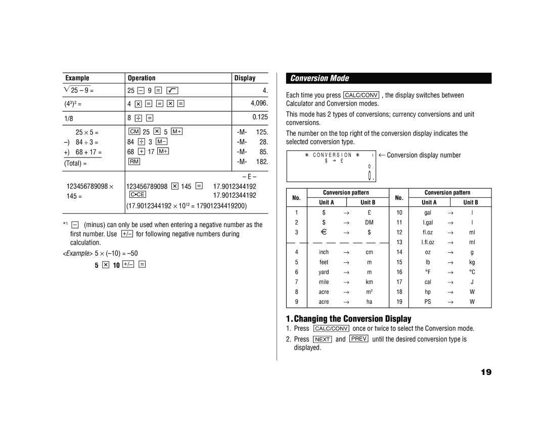 Sharp YO-520 operation manual Changing the Conversion Display, Conversion Mode 