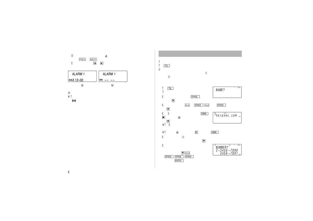 Sharp YO-P20 operation manual Telephone Mode, Storing telephone entries, Turning the each daily alarm on and off 