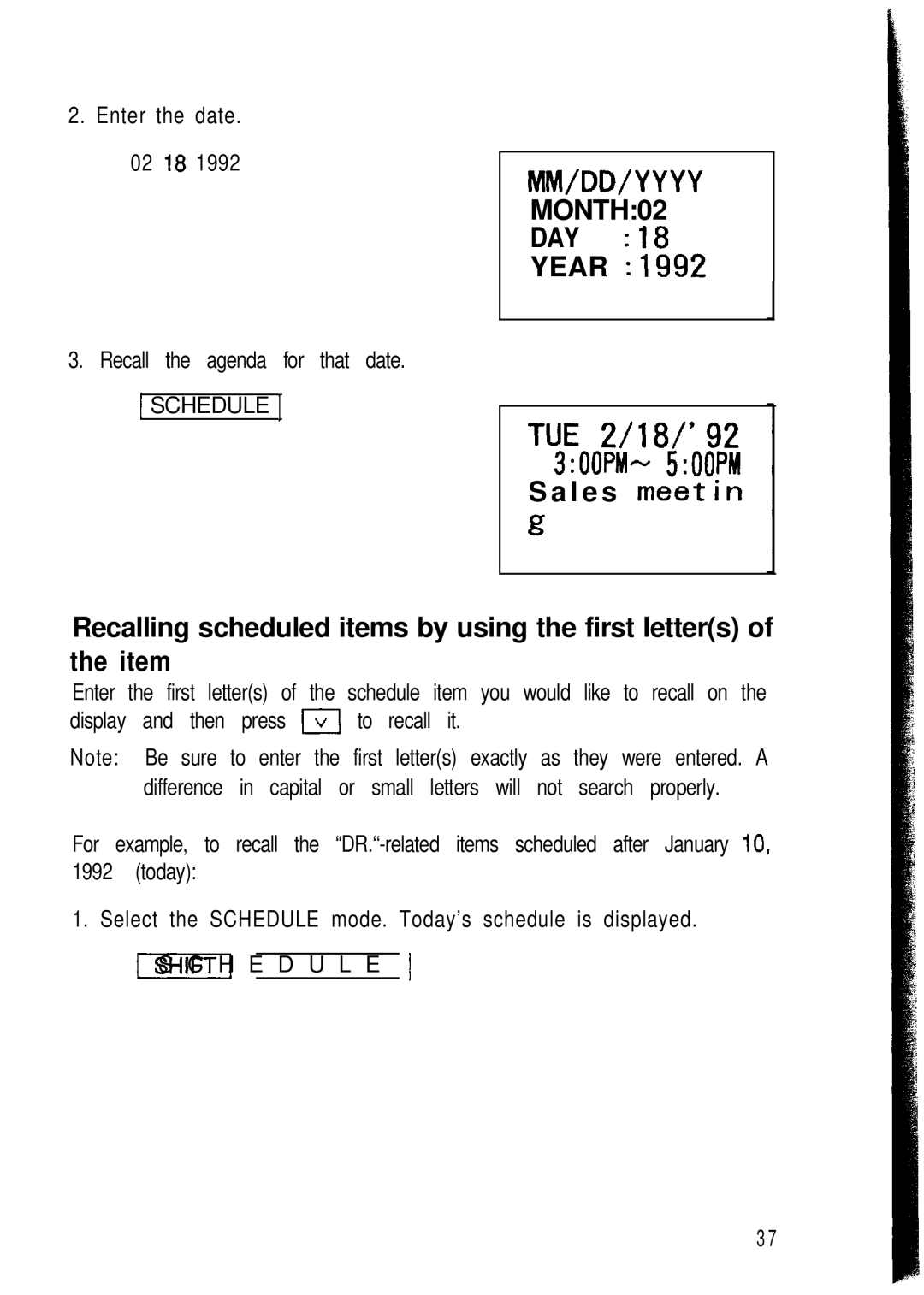 Sharp ZQ-2400, ZQ-2200, ZQ-2000 manual Mm/Dd/Yyyy, MONTH02 DAY 18 Year A992 