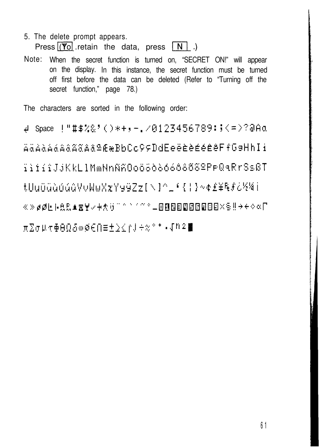 Sharp ZQ-2200, ZQ-2400, ZQ-2000 manual Characters are sorted in the following order 