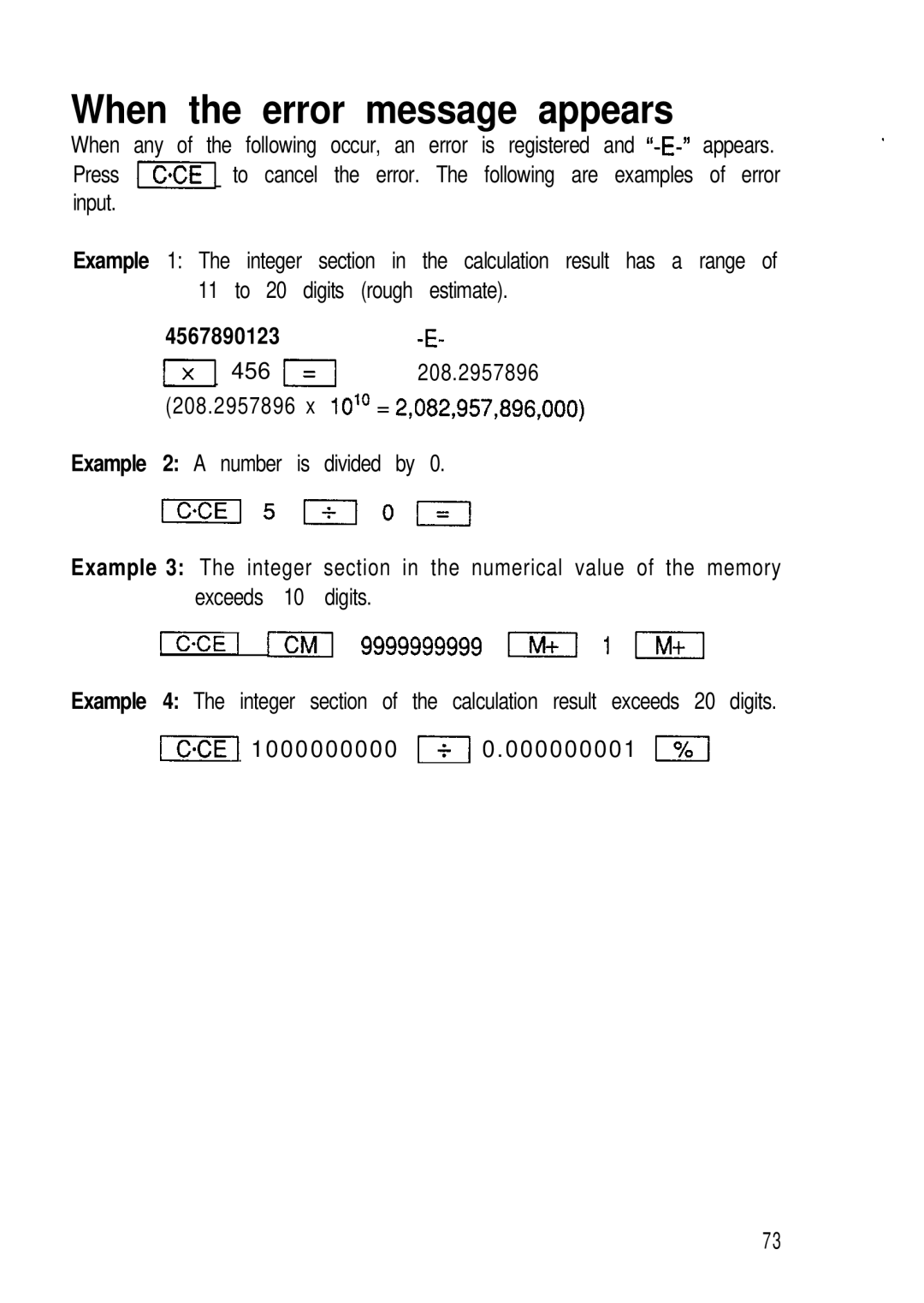 Sharp ZQ-2400, ZQ-2200, ZQ-2000 manual When the error message appears, 4567890123-E 