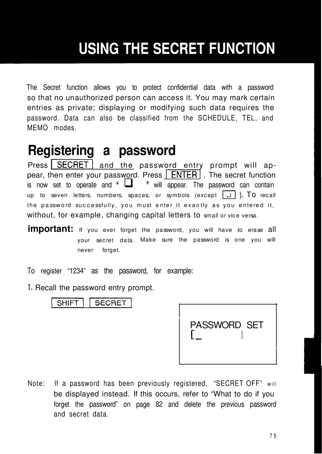 Sharp ZQ-2200, ZQ-2400, ZQ-2000 manual To register 1234 as the password, for example 