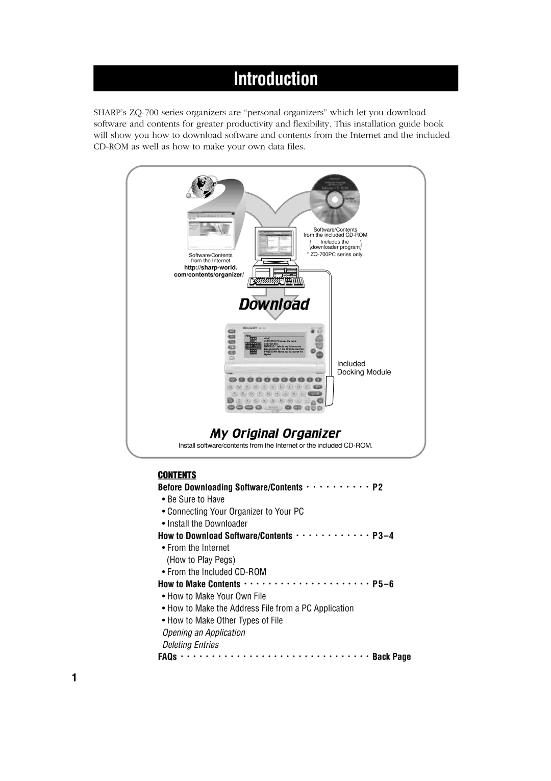 Sharp ZQ-700 SERIES manual Introduction, Contents 