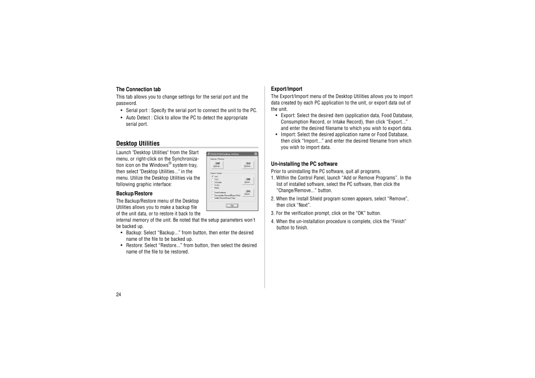 Sharp ZQ-P20A operation manual Desktop Utilities, Backup/Restore 