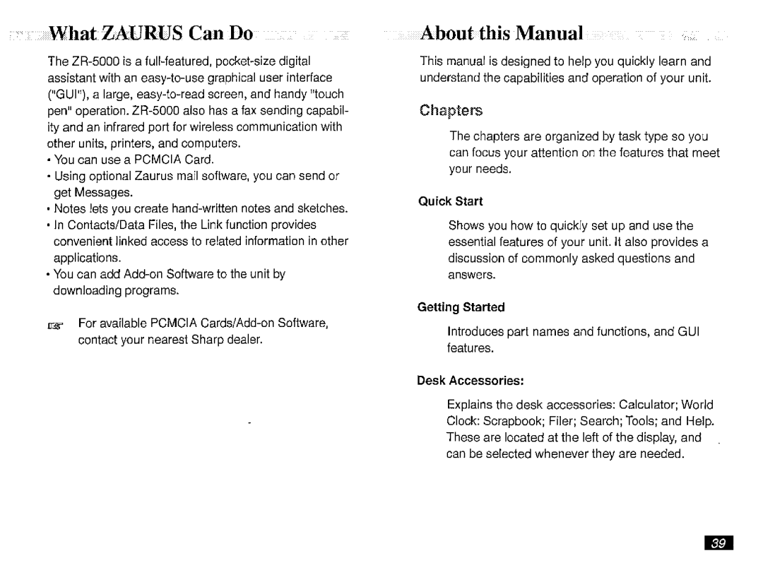 Sharp ZR-5000 manual 