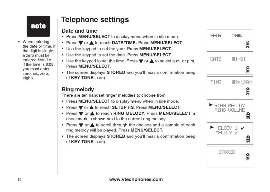 Sharper Image 6031 important safety instructions Date and time, Ring melody 