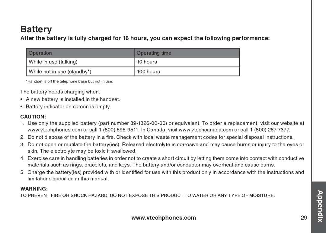 Sharper Image 6031 important safety instructions Battery 