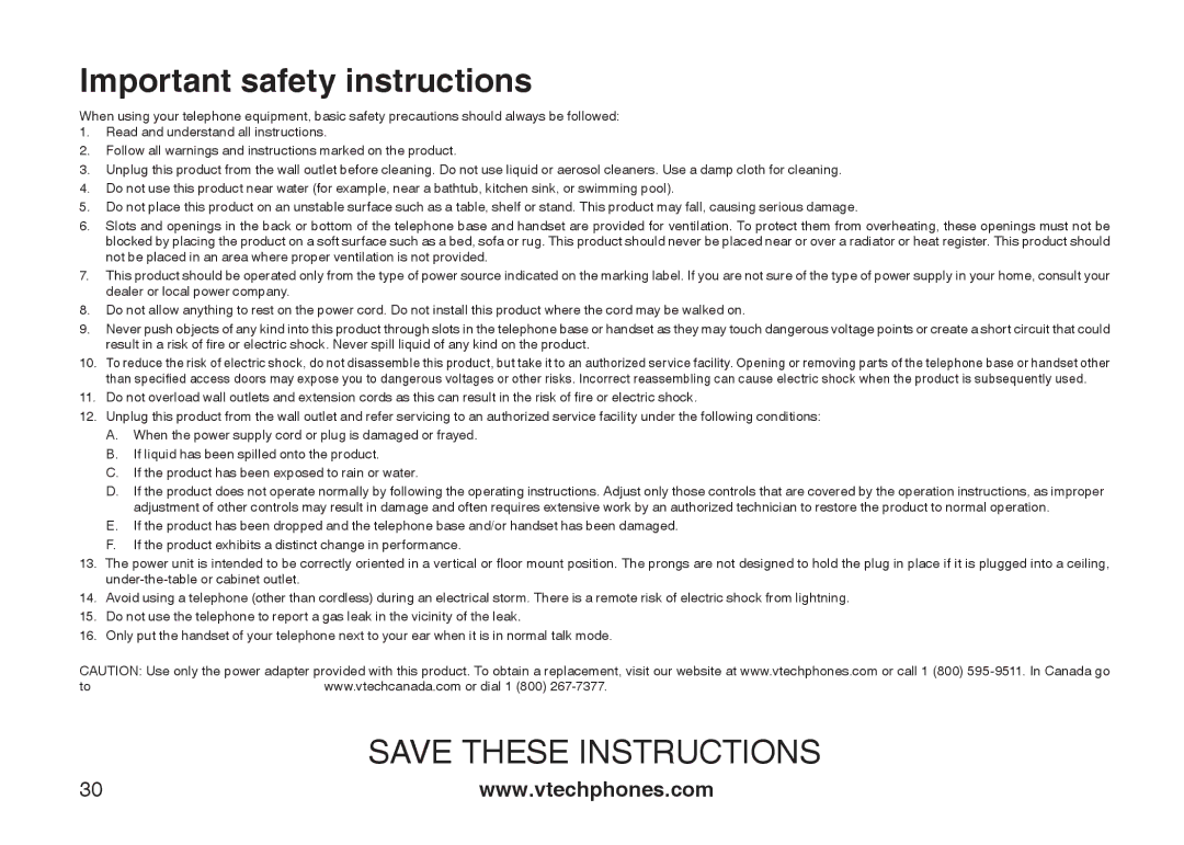 Sharper Image 6031 important safety instructions Important safety instructions 