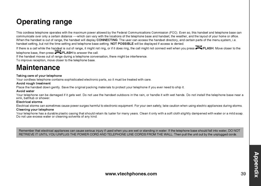 Sharper Image 6031 important safety instructions Operating range, Maintenance 