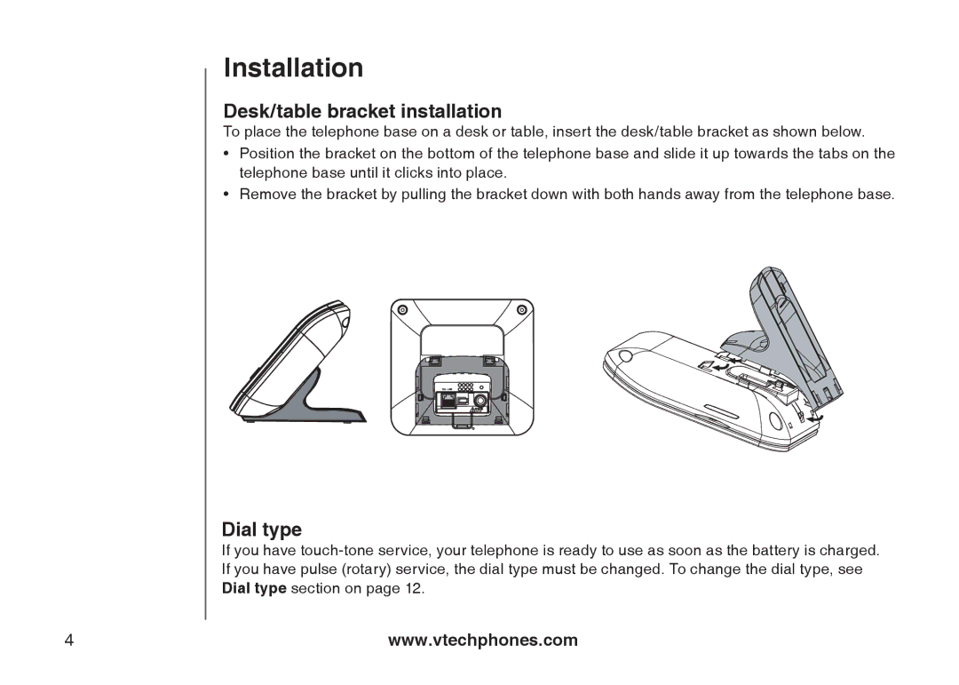 Sharper Image 6031 important safety instructions Desk/table bracket installation, Dial type 