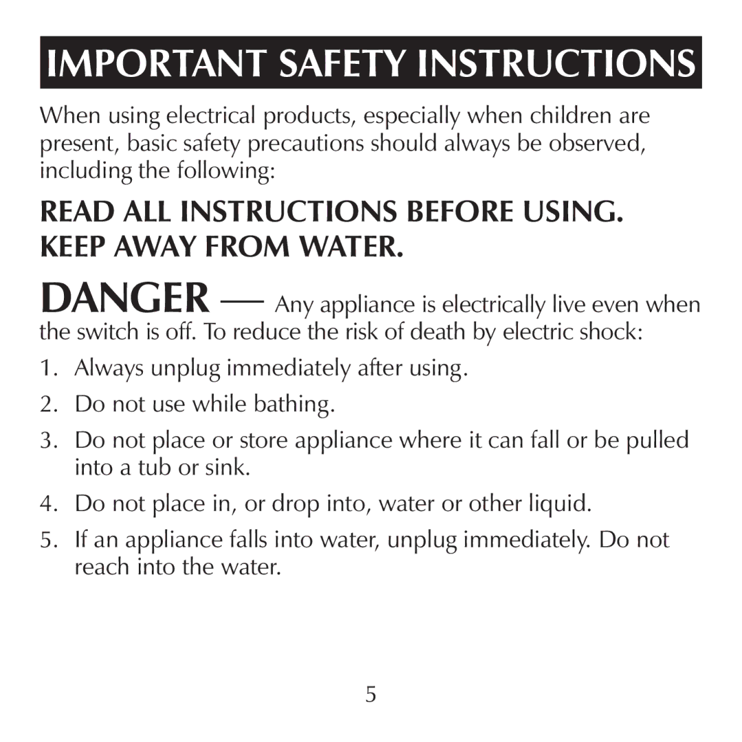 Sharper Image CA898, CA899 manual Important Safety Instructions 