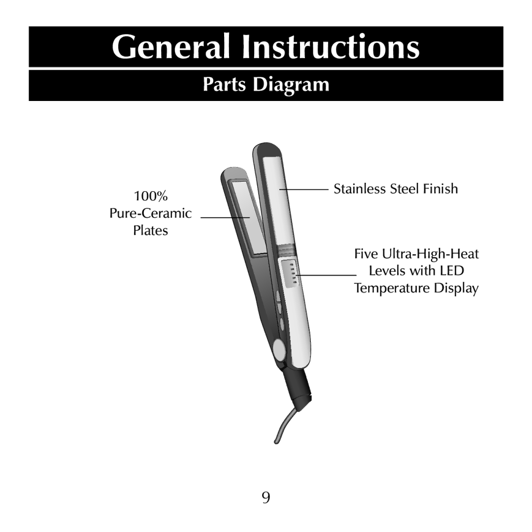 Sharper Image CA898, CA899 manual General Instructions, Parts Diagram 