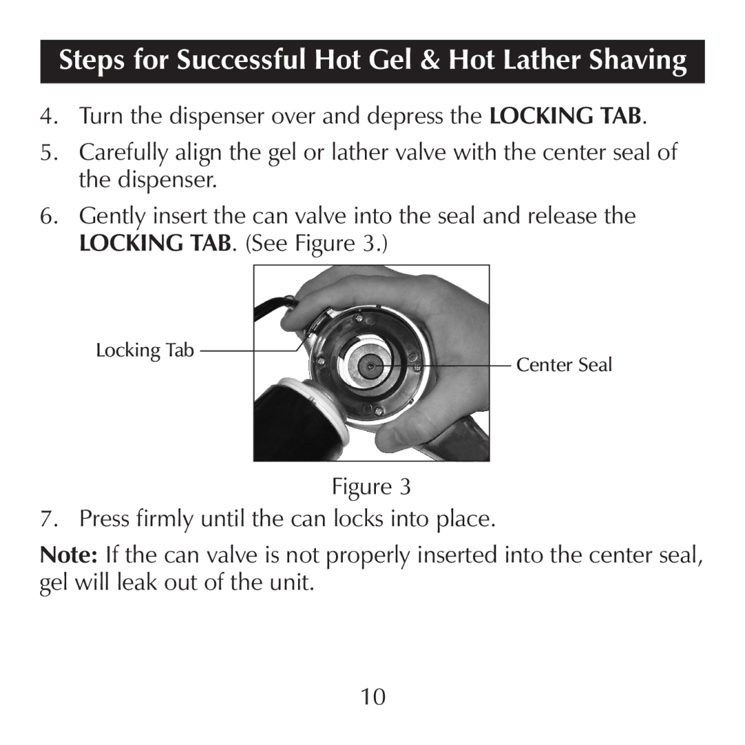 Sharper Image CA900 manual Press firmly until the can locks into place 