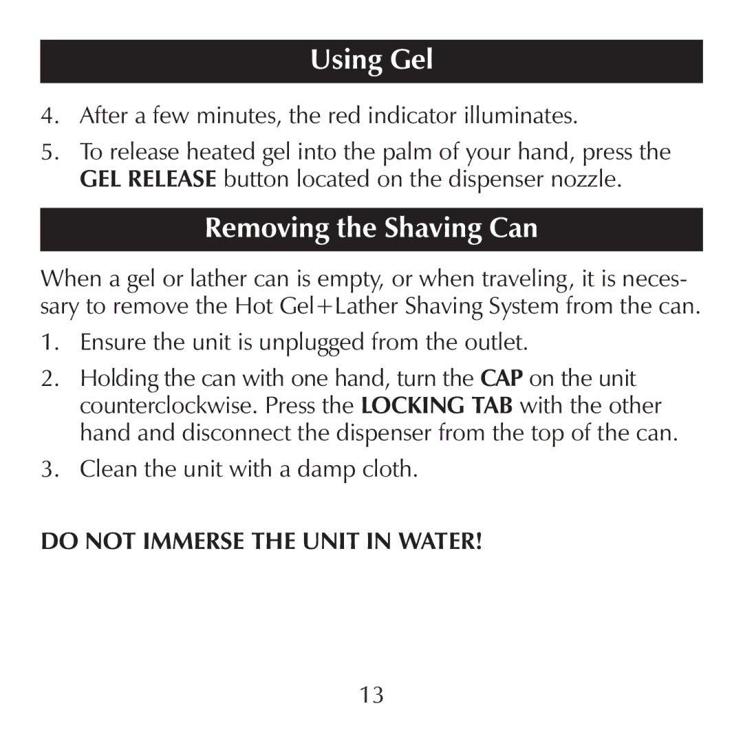 Sharper Image CA900 manual Removing the Shaving Can, After a few minutes, the red indicator illuminates 