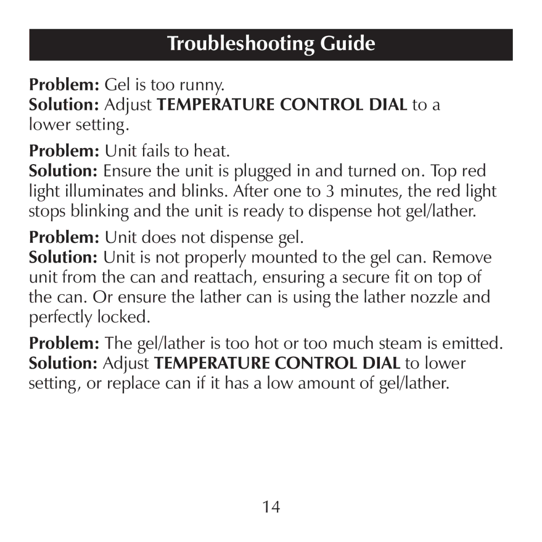 Sharper Image CA900 manual Troubleshooting Guide 