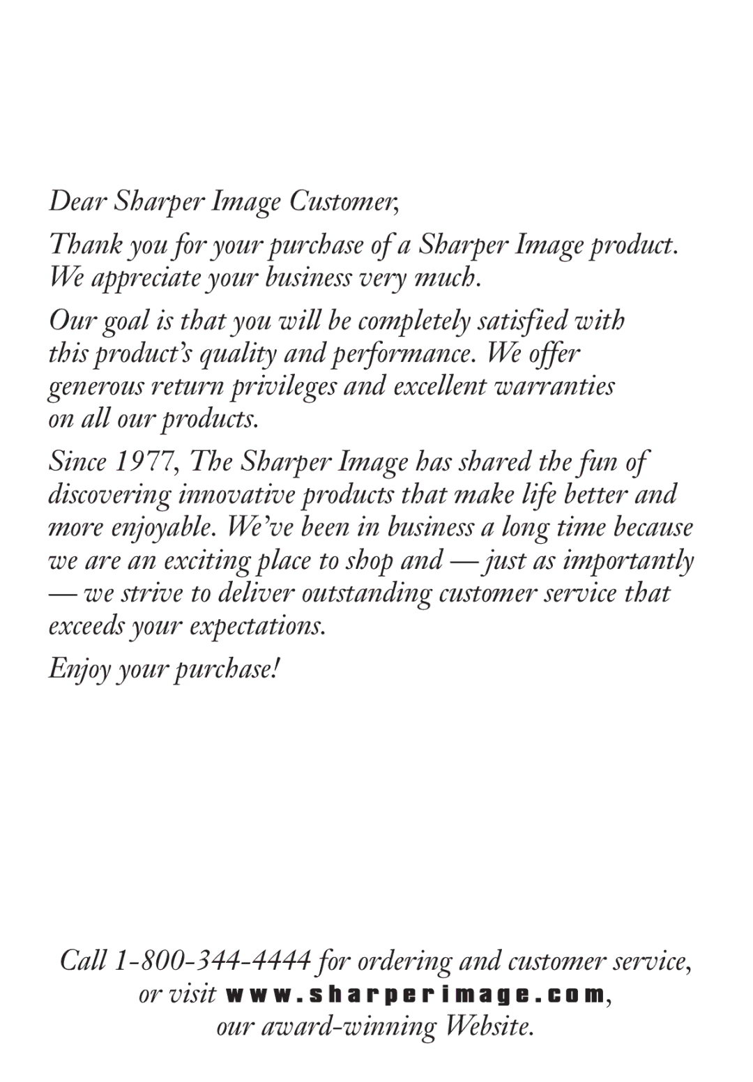 Sharper Image CG100 manual Or visit Our award-winning Website 