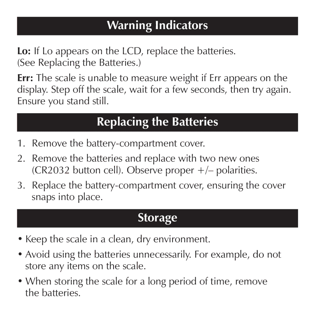 Sharper Image EM150 manual Replacing the Batteries, Storage, Remove the battery-compartment cover 