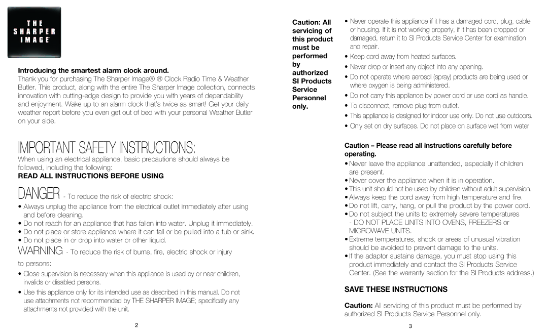 Sharper Image IB-ECB130 instruction manual Introducing the smartest alarm clock around, Read ALL Instructions Before Using 