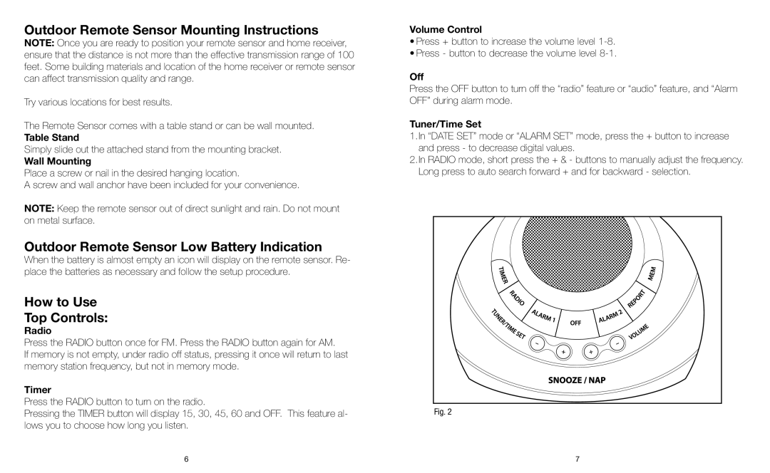 Sharper Image IB-ECB130 Outdoor Remote Sensor Mounting Instructions, Outdoor Remote Sensor Low Battery Indication 