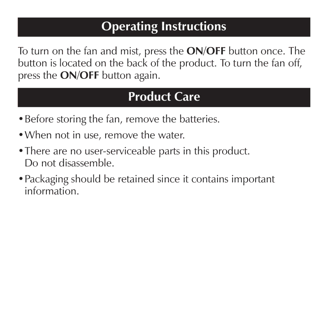 Sharper Image OC910 important safety instructions Operating Instructions, Product Care 