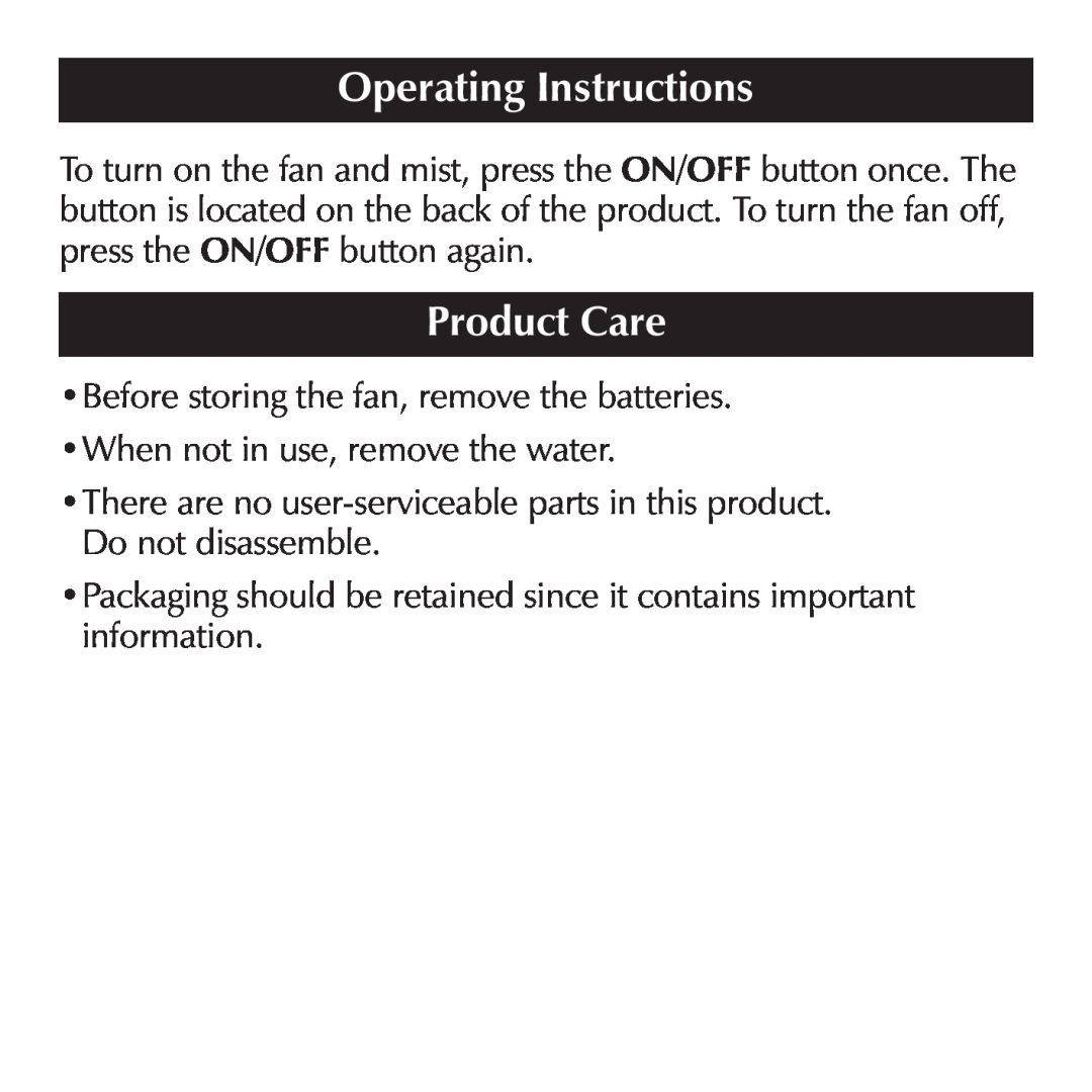 Sharper Image OC910 important safety instructions Operating Instructions, Product Care 