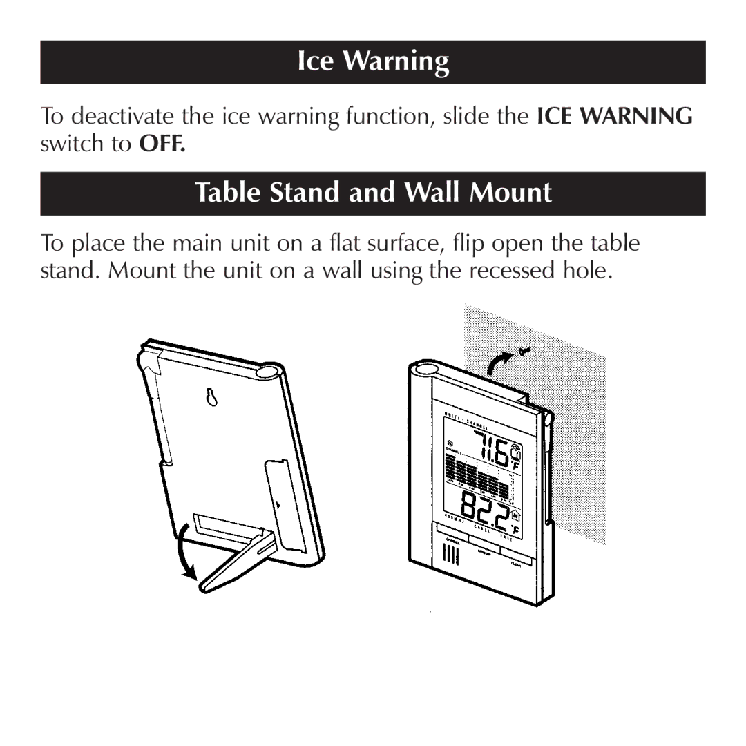 Sharper Image OQ234 manual Table Stand and Wall Mount 