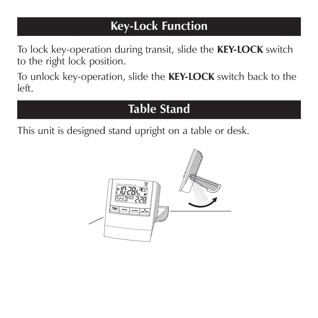 Sharper Image OQ314 manual Key-Lock Function, Table Stand 