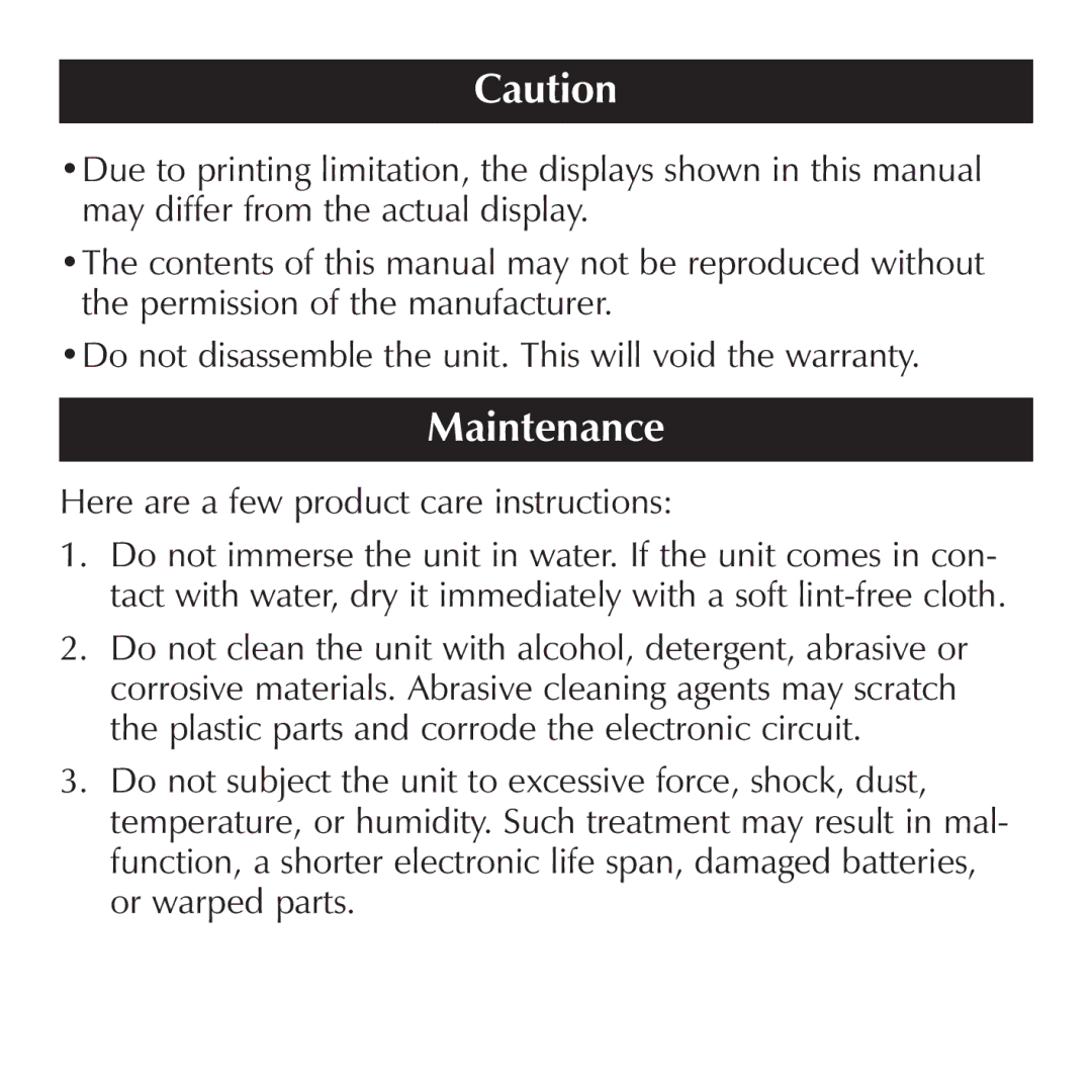 Sharper Image OQ314 manual Maintenance 