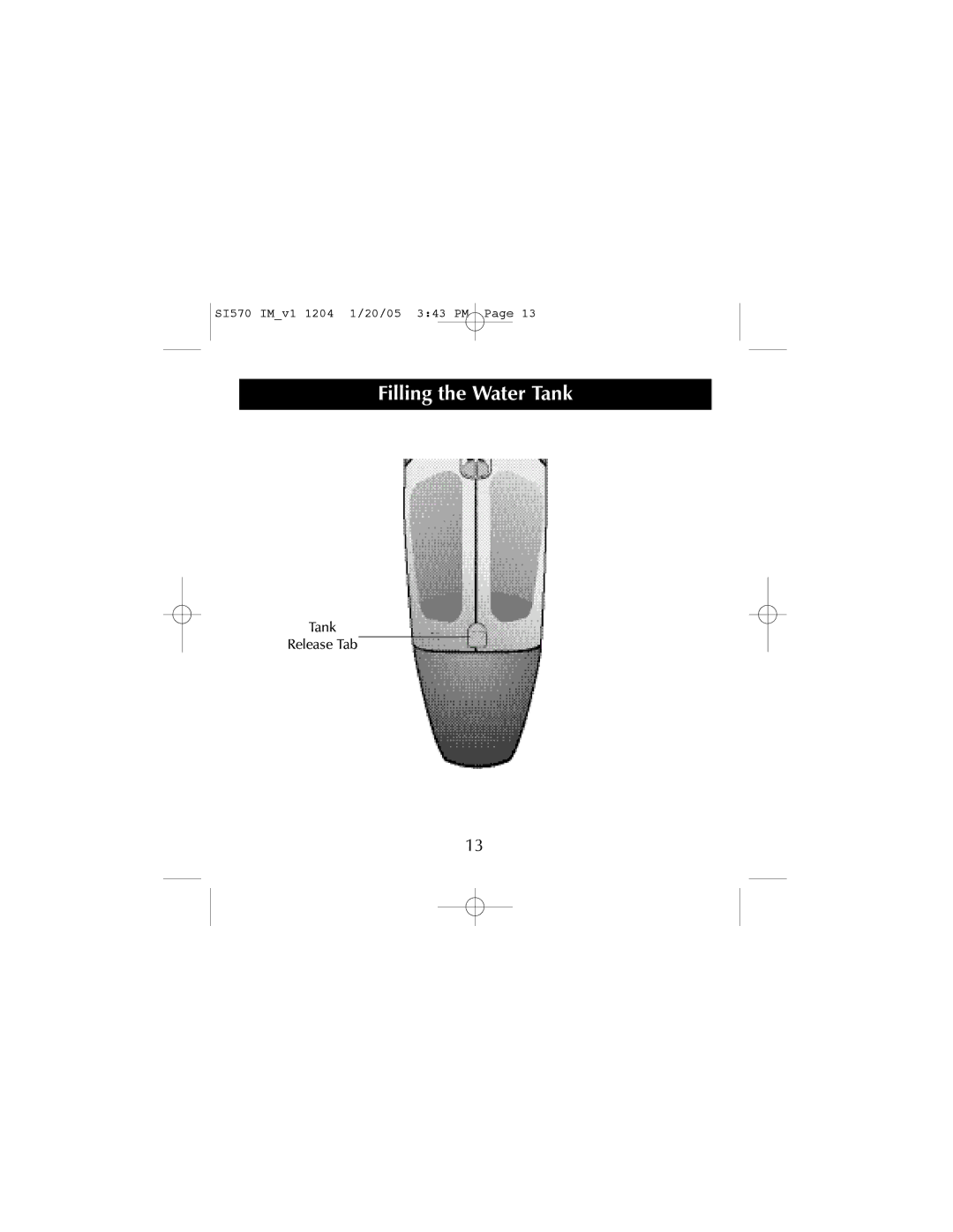 Sharper Image S1570 manual Tank Release Tab 