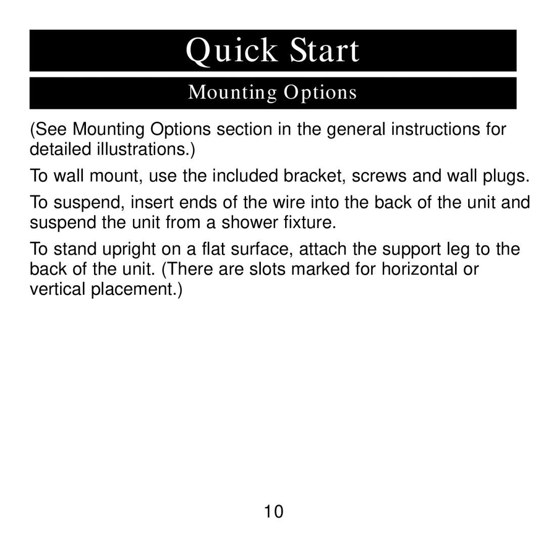 Sharper Image SI738 manual Mounting Options 