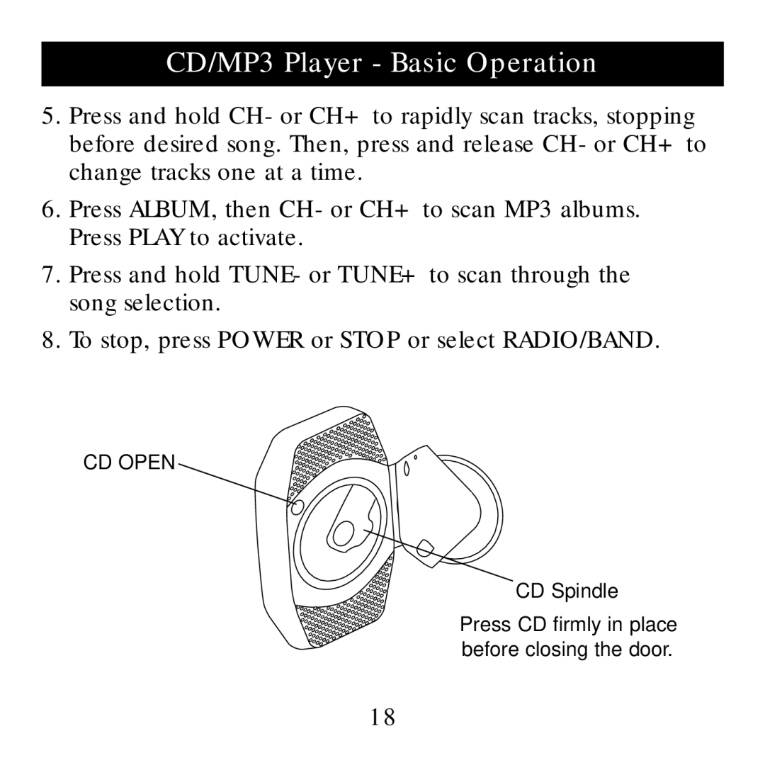 Sharper Image SI738 manual CD Open 