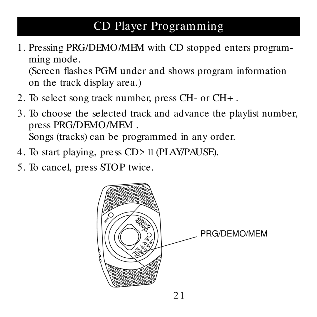 Sharper Image SI738 manual CD Player Programming 