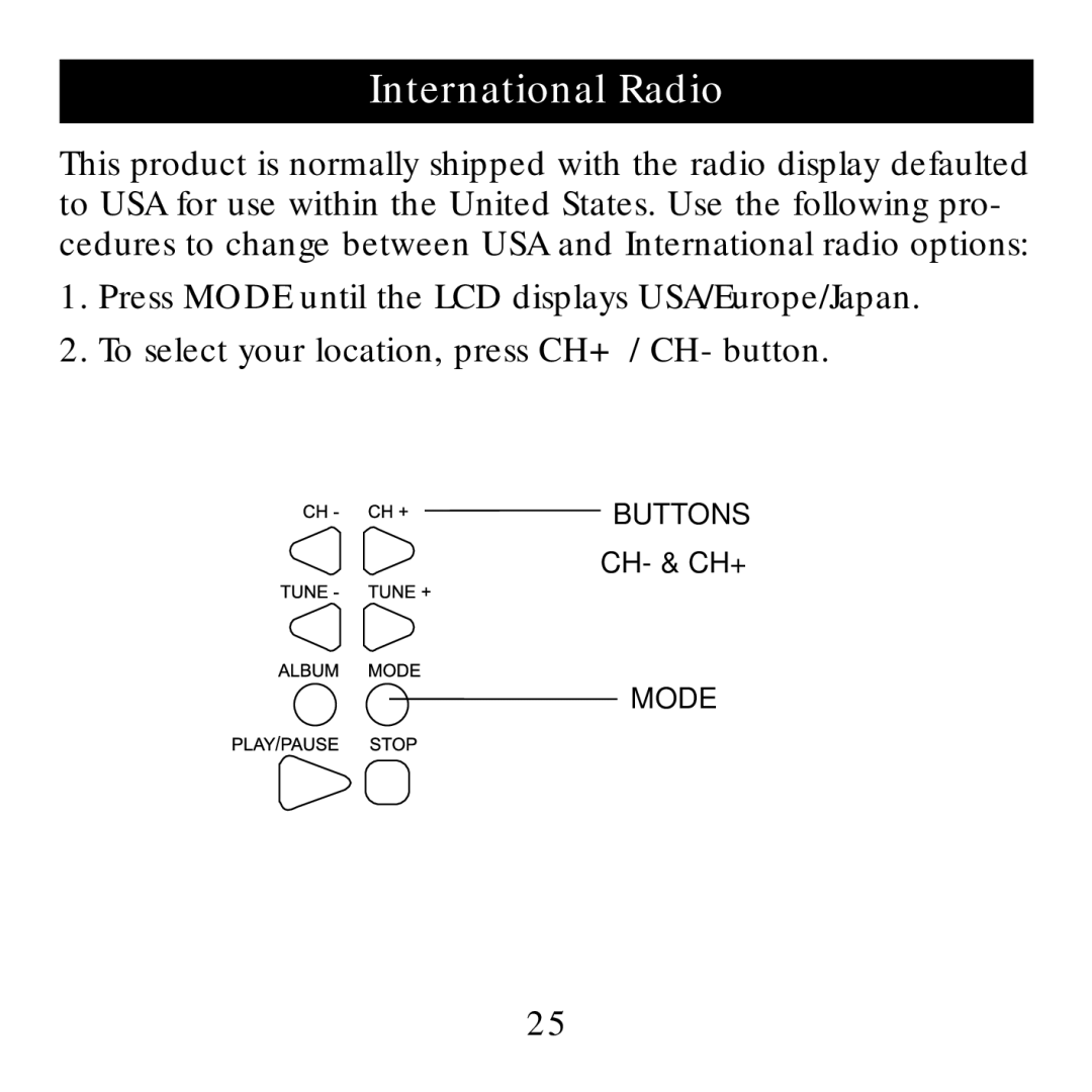 Sharper Image SI738 manual International Radio 