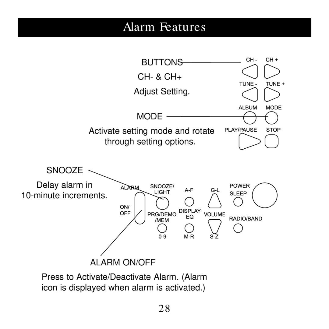 Sharper Image SI738 manual Snooze 