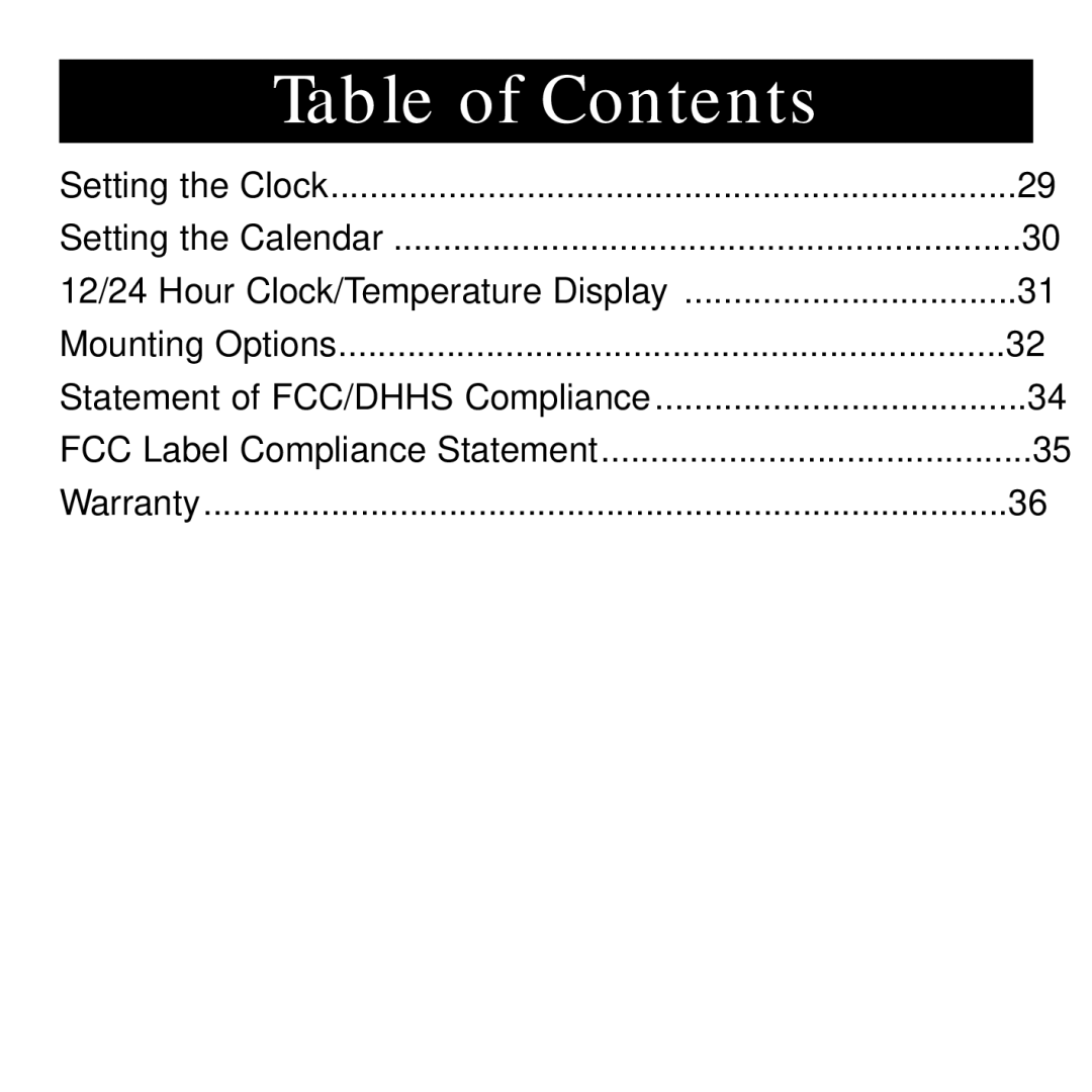 Sharper Image SI738 manual Table of Contents 