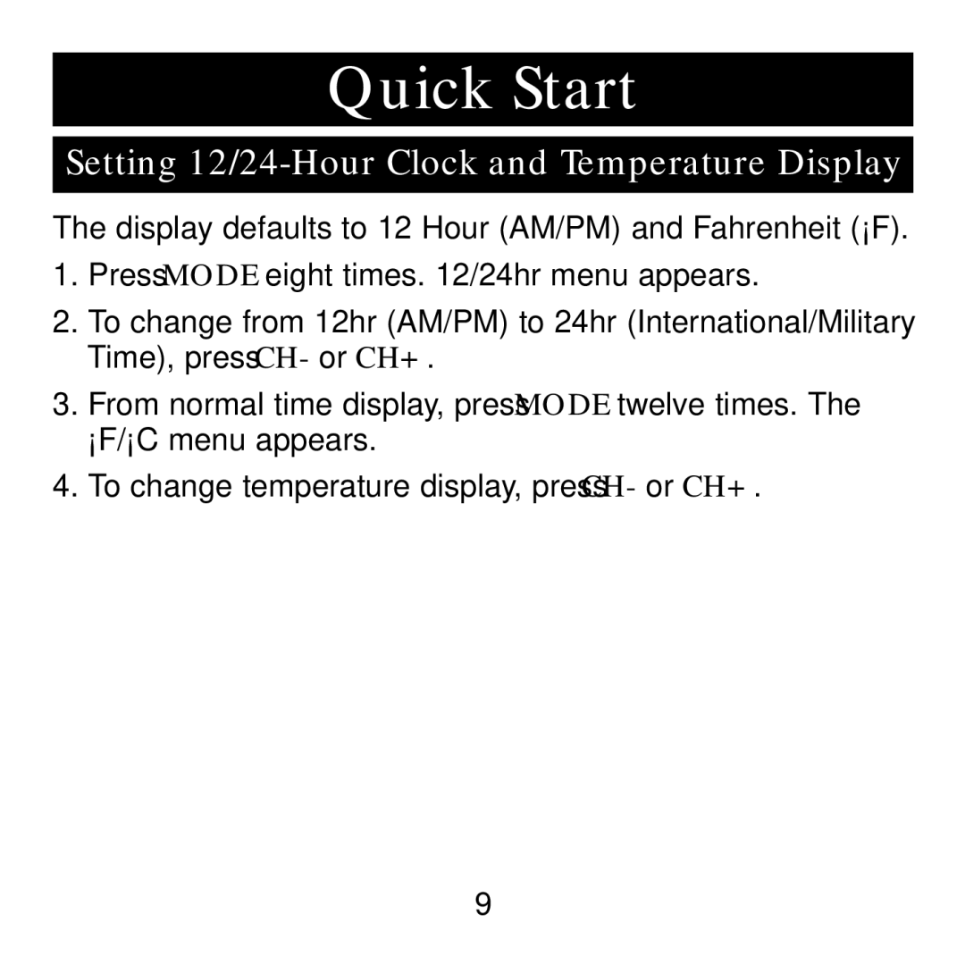 Sharper Image SI738 manual Setting 12/24-Hour Clock and Temperature Display 