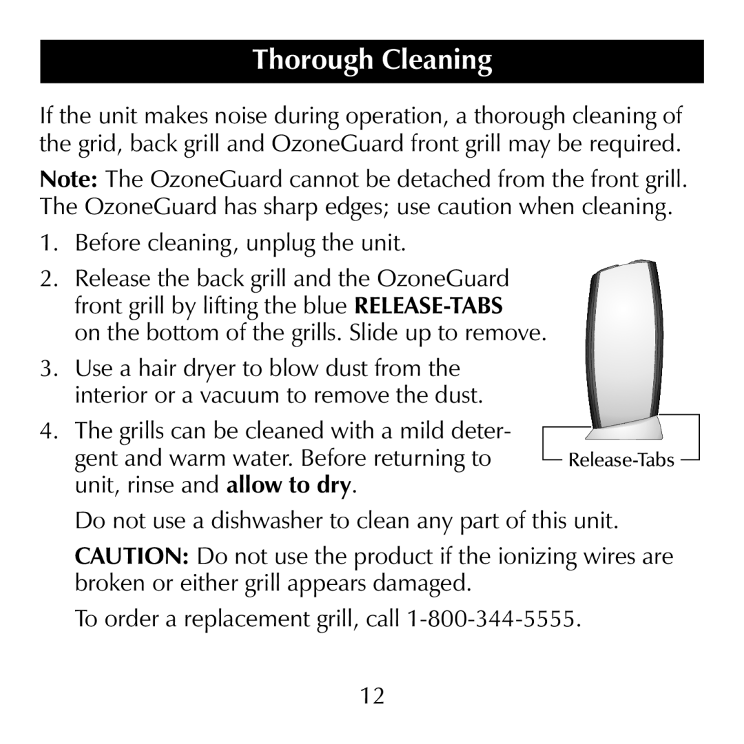 Sharper Image SI853 manual Thorough Cleaning 