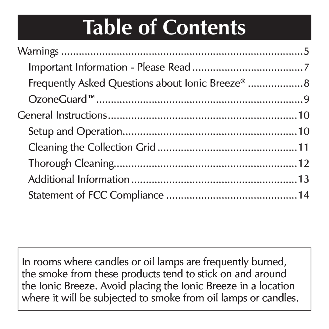 Sharper Image SI853 manual Table of Contents 